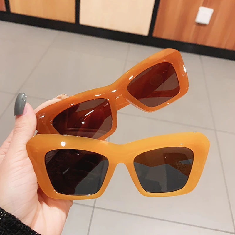 SO&EI Fashion Cat Eye Sunglasses Women Vintage Jelly Color Eyewear Brand Designer Men Trending Shades UV400 Blue Sun Glasses