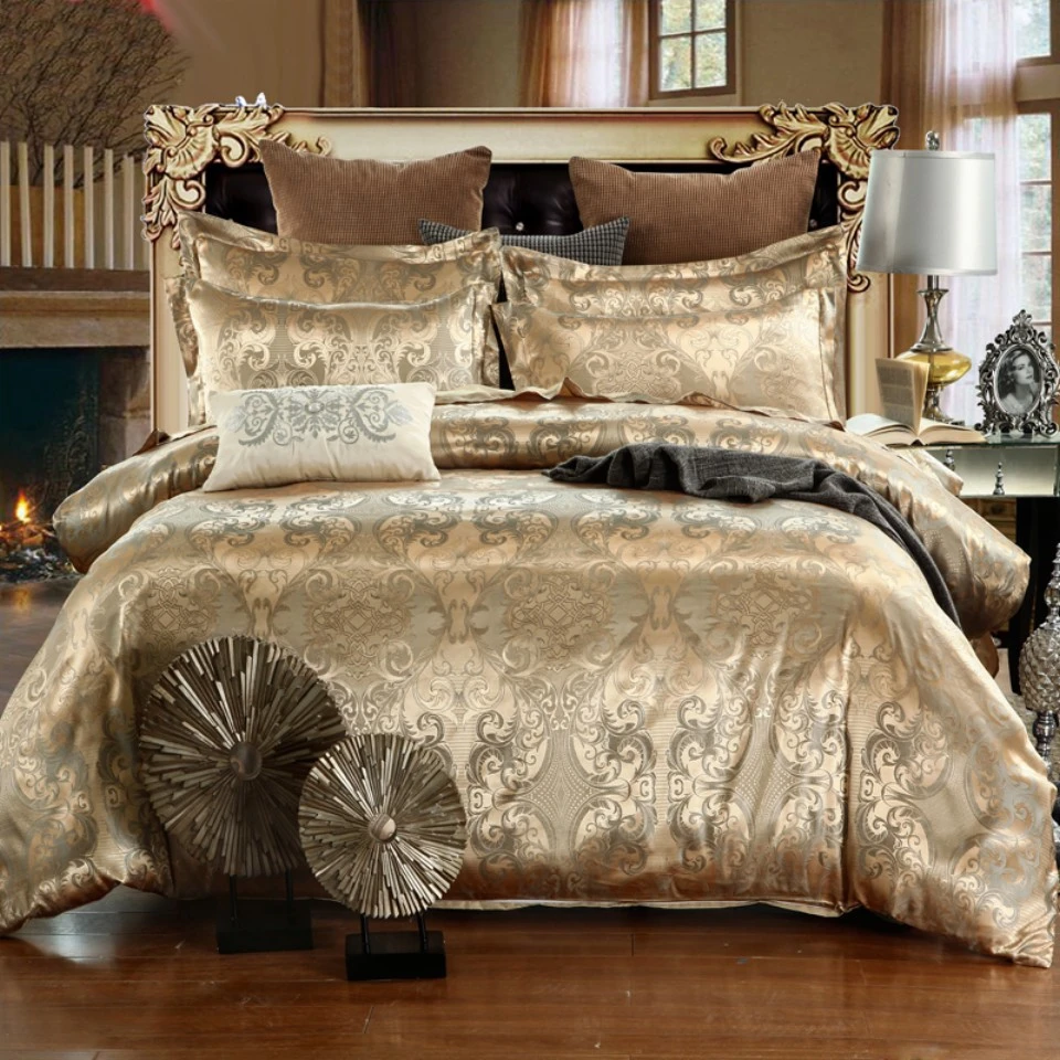 Luxury Jacquard Bedding Set King Size Duvet Cover Quilt Set Queen Comforter Bed Gold Quilt Cover High Quality For Adults