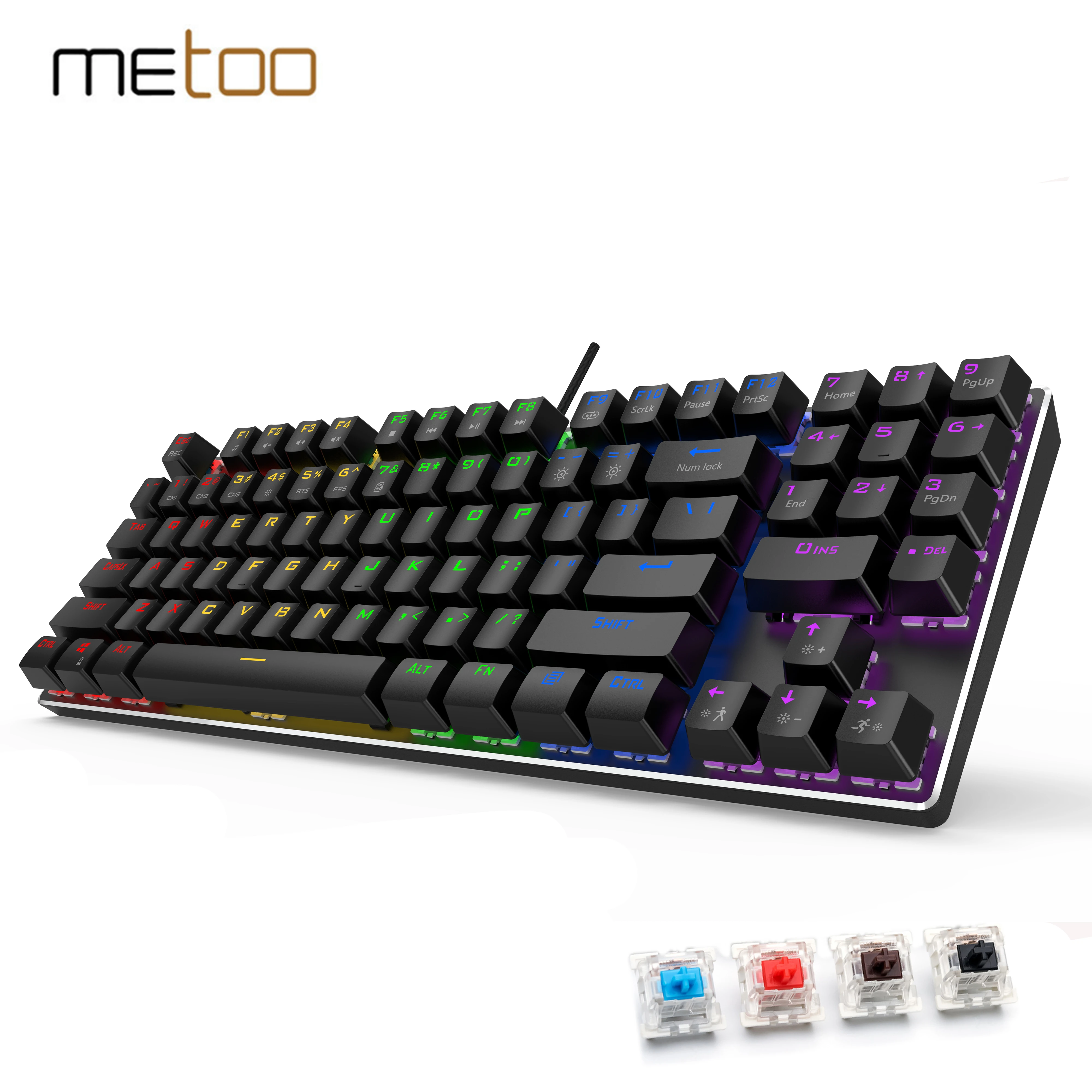 Metoo 89Key Mechanical Keyboard USB Wired LED Backlit Gaming Mechanical Keyboard With numeric keypad For Desktop notebook