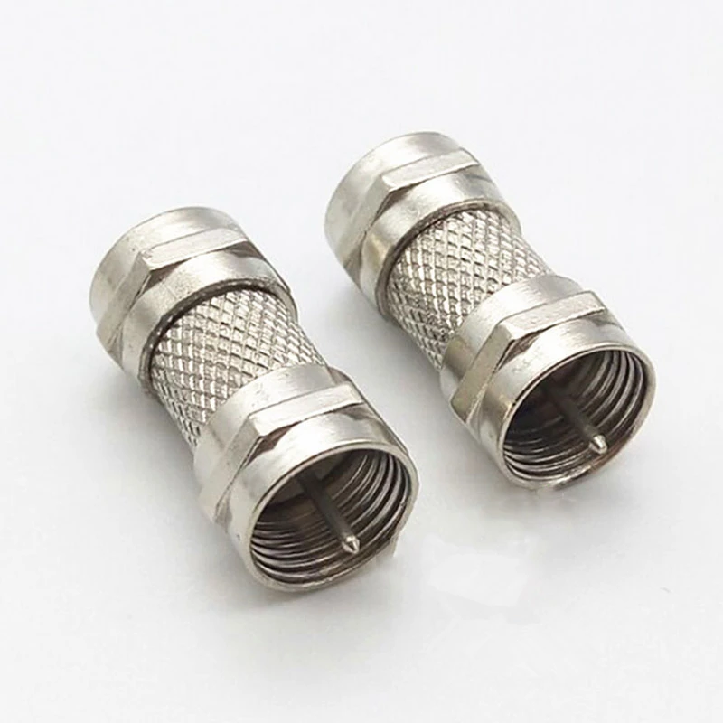 5pcs Silver Zinc Alloy F Type Male Plug Connector Socket to RF Coax TV Aerial Female RF Adapters