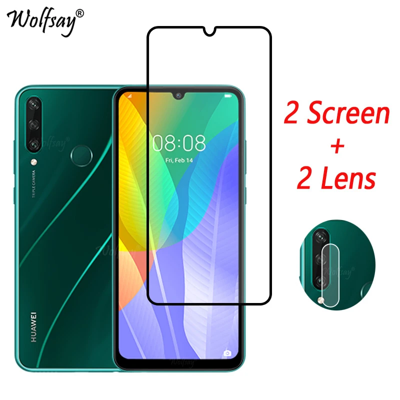Full Cover Tempered Glass For Huawei Y6p Screen Protector For Huawei Y6p Y5p Y7p Y8p Y9S Y6S Camera Glass For Huawei Y6p Glass