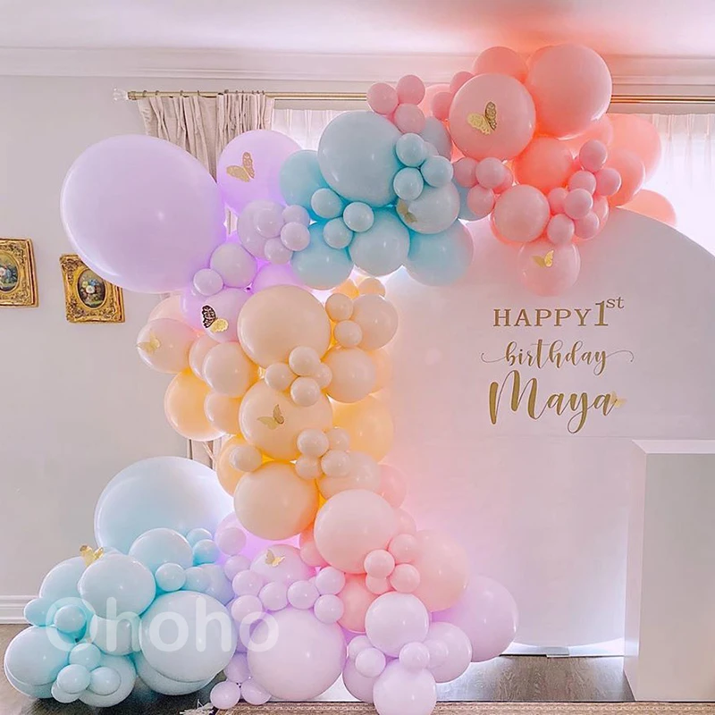 Pastel Balloons Garland Kit Candy Macaron Rainbow 1st Birthday Party Balloon Arch Set Wedding Bridal Shower Decoration