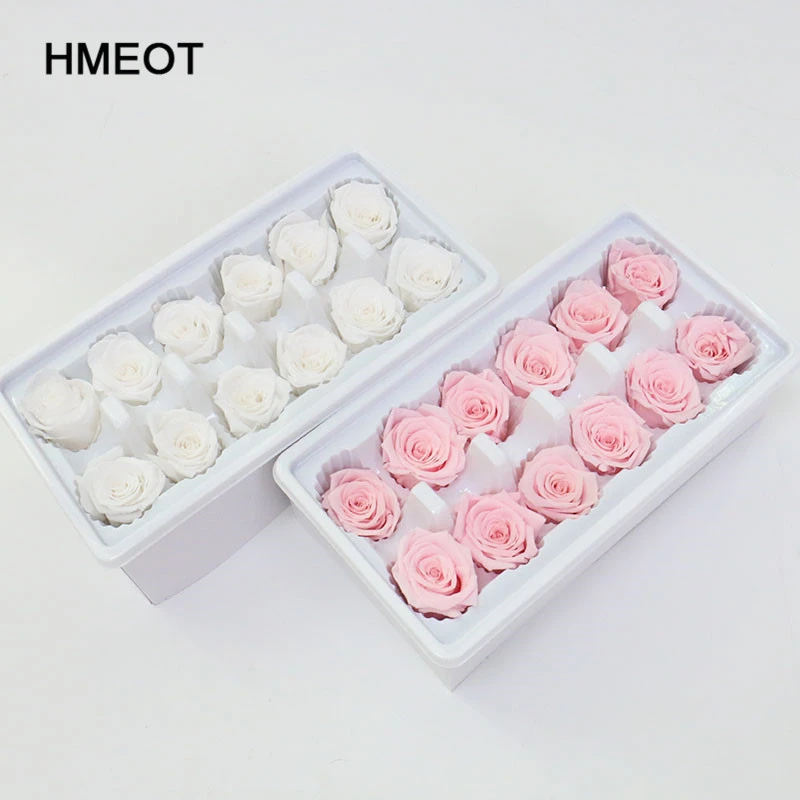 12 pcs/lot High-end Preserved Flowers Immortal Rose Flower 3-4CM Diameter Mothers Day Gift Eternal Life Flower Material Gift Box