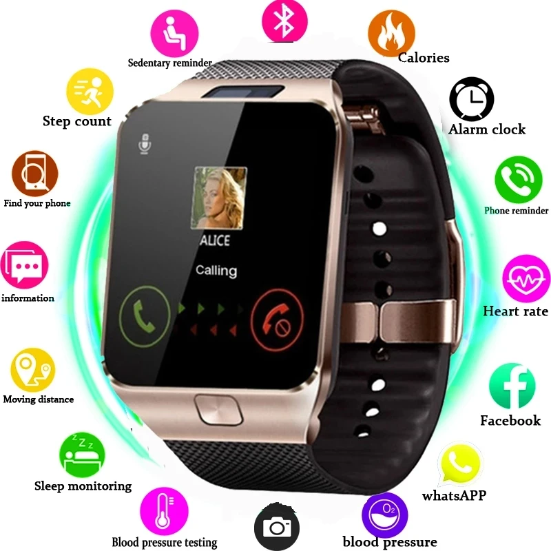 DZ09 Smart Watch+ Support TF SIM Camera Men Women Sport Bluetooth-compatible  Wristwatch for Samsung Huawei Xiaomi Android Phone