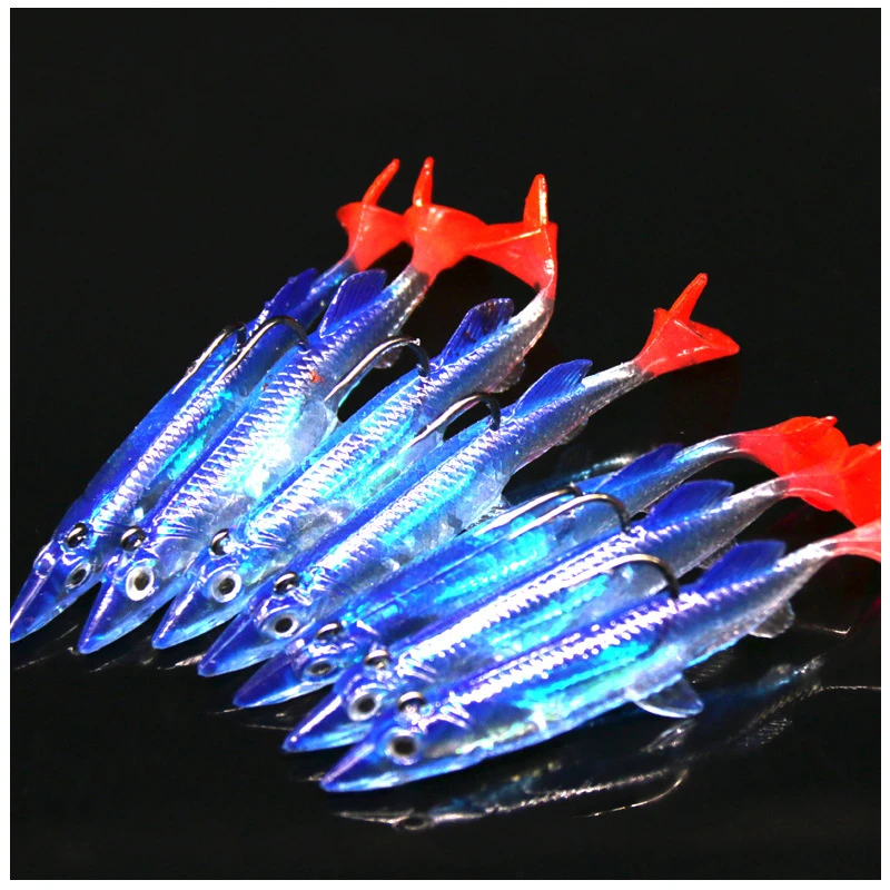 Silicone Soft T Tail Single Soft Bait 80mm/6g 3D Eyes Lifelike Single Hook Wobbler Isca Artificial Soft Sea Fishing Lure