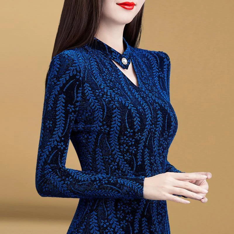 Women's Spring Autumn Style Blouse Shirt Women's Mesh Slim Button Long Sleeve Korean Elegant Tops SP1190