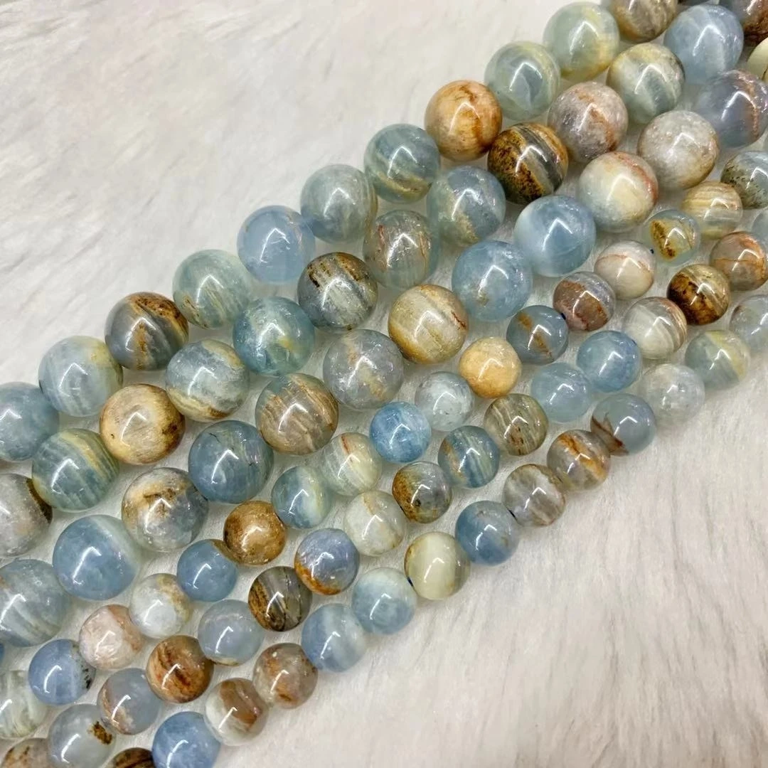 Blue Argentina Calcite Stone Beads Natural Gemstone Beads For Jewelry Making Strand 15 