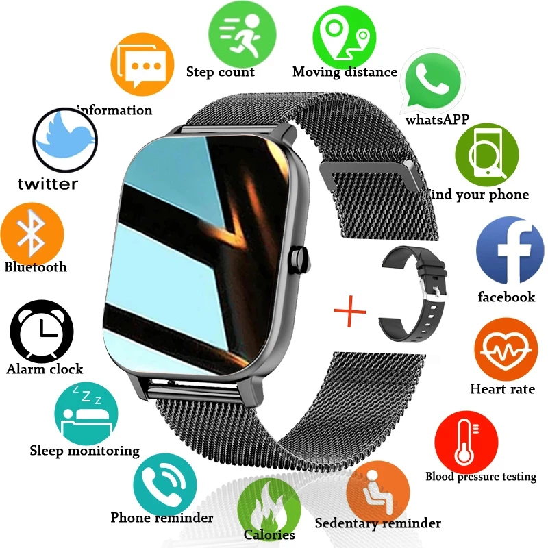 2021 New P8 Color Screen Smart Watch Women men Full Touch Fitness Tracker Blood Pressure Smart Clock Women Smartwatch for Xiaomi