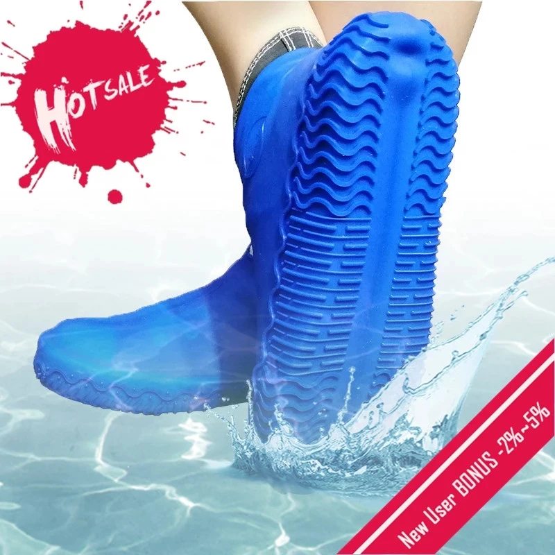 1 Pair Reusable Silicone Shoe Cover S / M / L Dwaterproof Water Rain Shoes Covers Outdoor Camping Non Slip Rubber Rain Boot