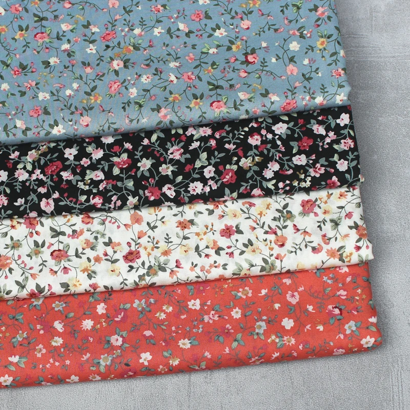 140x50cm Pastoral Floral Plain Cotton Sewing Fabric DIY Children's Wear Cloth Make Bedding Quilt Decoration Home 170g/m