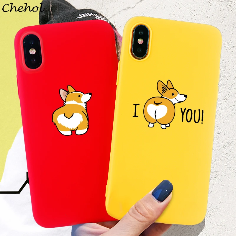 Funny Phone Case for iPhone SE 12 11 Pro 6s 7 8 Plus X XS MAX XR Cases Cute Dog Corgi Soft Silicone TPU Back Cover Accessories