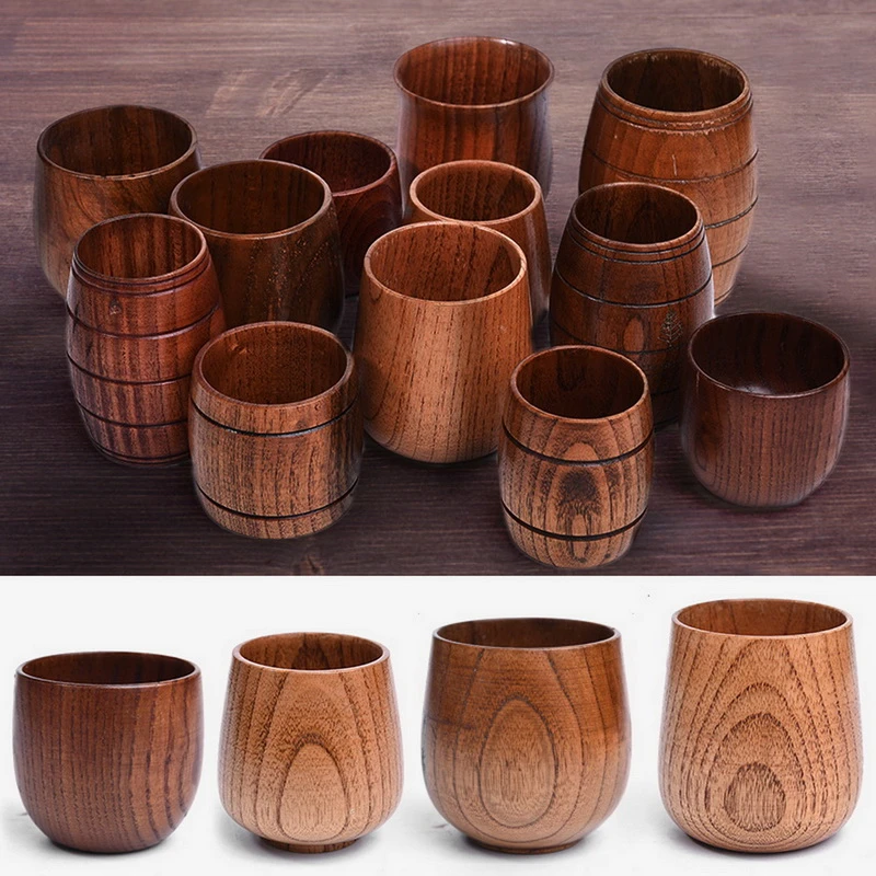 Wooden Big Belly Cups Handmade Natural Spruce Wood Cups Beer Tea Coffee Milk Water Cup Kitchen Bar Drinkware Dropshipping