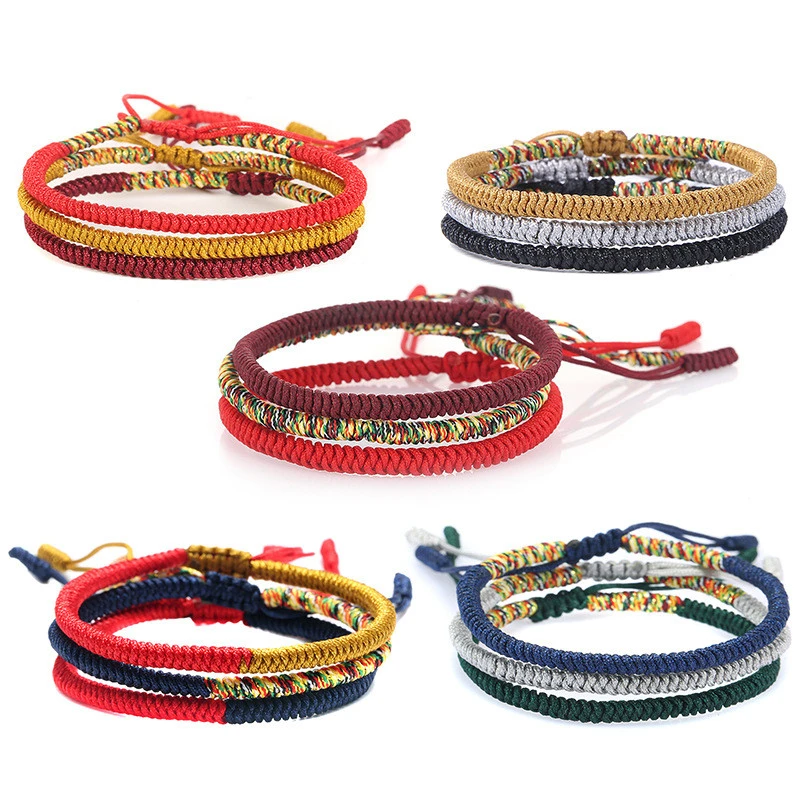 Multicolor Thread Bracelet Tibetan Buddhism Love Lucky Charm Tibetan  Bracelets & Bangles For Women Men Handmade knot Rope
