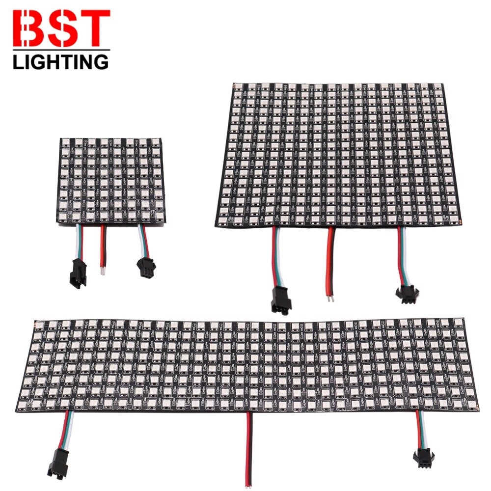 WS2812B RGB LED Digital Flexible Individually Addressable Panel Light WS2812 8x8 16x16 8x32 Module Matrix Screen DC5V