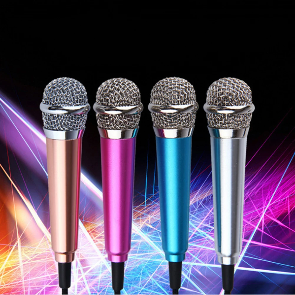 Handheld Mic Portable 3.5mm Stereo Studio Mic KTV Karaoke Mini Audio Microphone For Cell Phone Laptop PC Desktop Small Size Mic