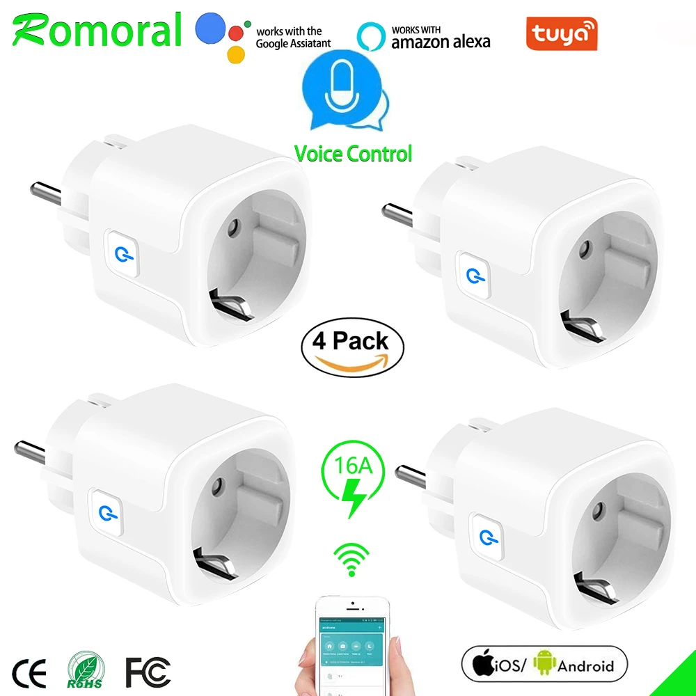 16A Smart WiFi Plug with Power Monitor, wifi wireless Smart Socket Outlet with Alexa Google Home Voice Control