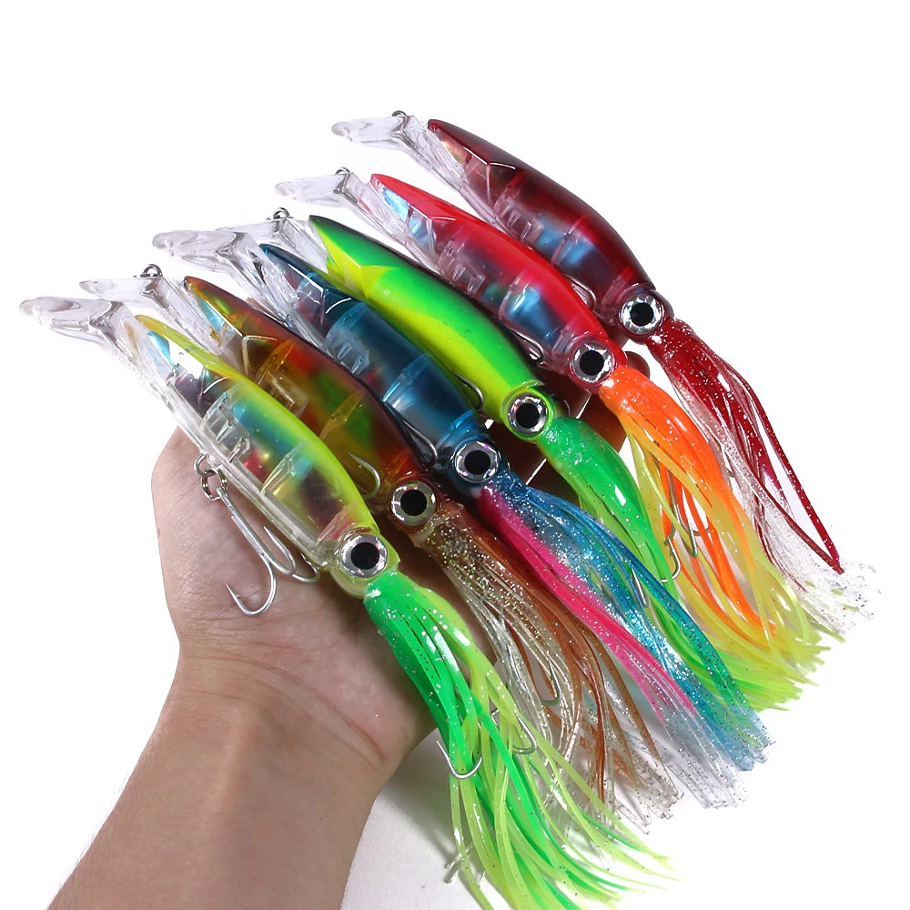 1pcs Hard Fishing Lure Fish Bait 40g 6 Color Squid High Carbon Steel Hook Octopus Crank For Artificial Tuna Sea Allure Tool