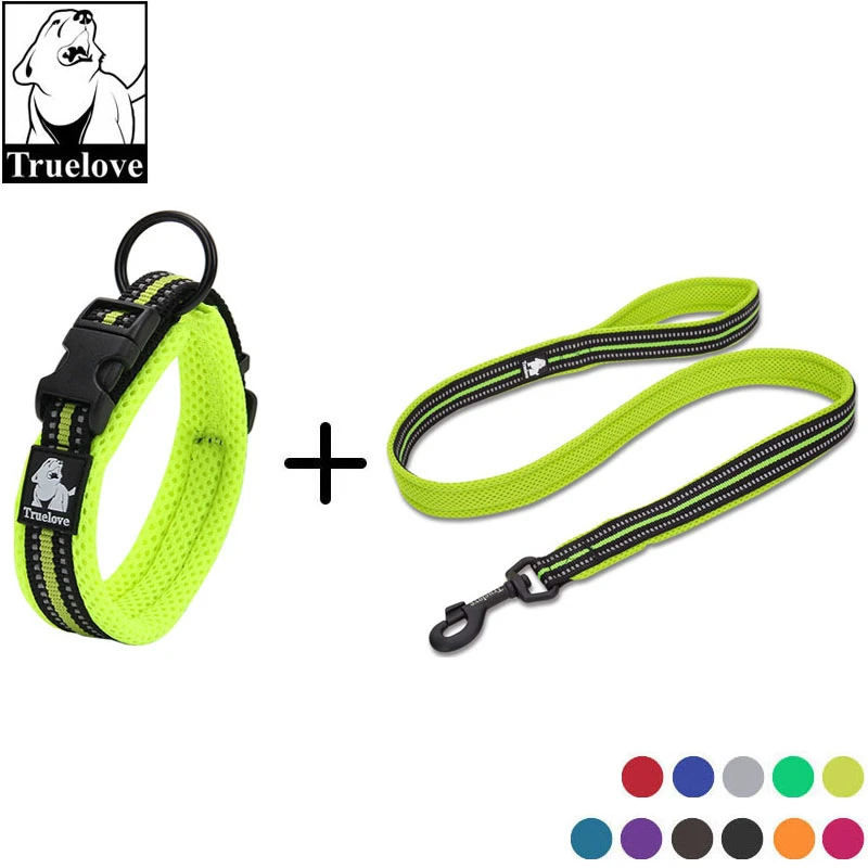 Truelove Reflective Soft Dog Collar and Leash Set Nylon Adjustabele Collar Dog Training Leash Esay On Pet Supplies Dropshipping