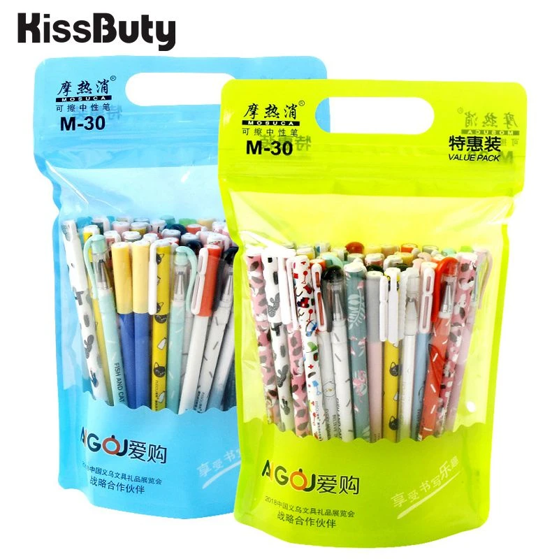 20/40/50/100Pcs/Set Cute Animal Erasable Gel Pens 0.5mm Black Blue Ink Gel Pen Set School&Office Writing Stationery supplies