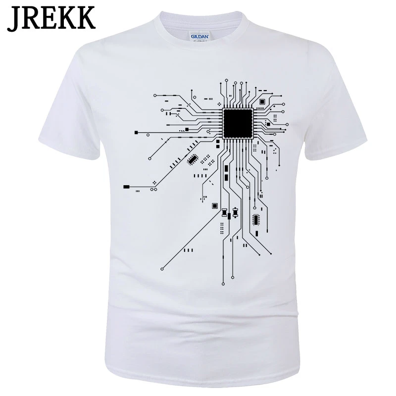 CPU Processor Circuit Diagram T Shirt Men Summer Cotton T-shirt Men's Funny Tops Fashion Tees Homme Brand Unisex Clothes C99