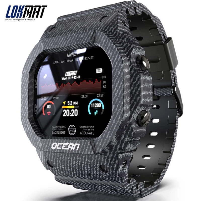 LOKMAT OCEAN Fitness Tracker Remote Control Smart Wristband Men IP68 Waterproof Smart Watch for Android IOS reloj