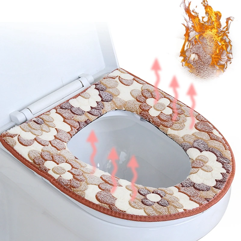 Universal Toilet Seat Cover Thickened Home Winter Toilet Mat Winter Fleece Heating WC Cushion Closestool Toilet Mat Lid cover