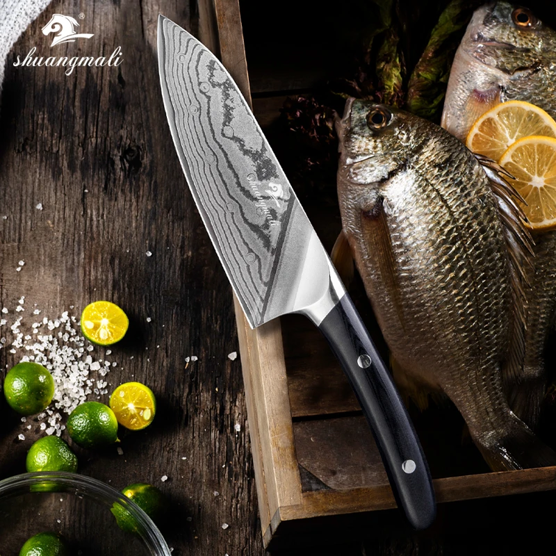 Shuangmali 6'' Chef Knife 67 Layer VG10 Damascus Steel Kitchen Knives Slicing Professional Cutter Meat Cleaver Knife
