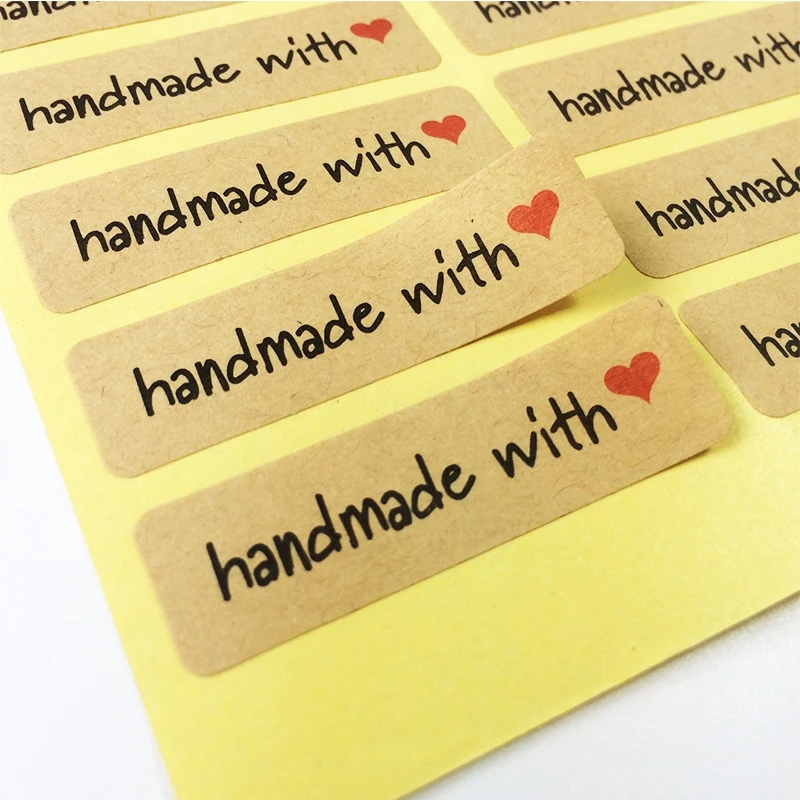100pcs/pack Hand Made With Red Love Seals Sticker Label Decorative Gift Sticke Diy Scrapbook