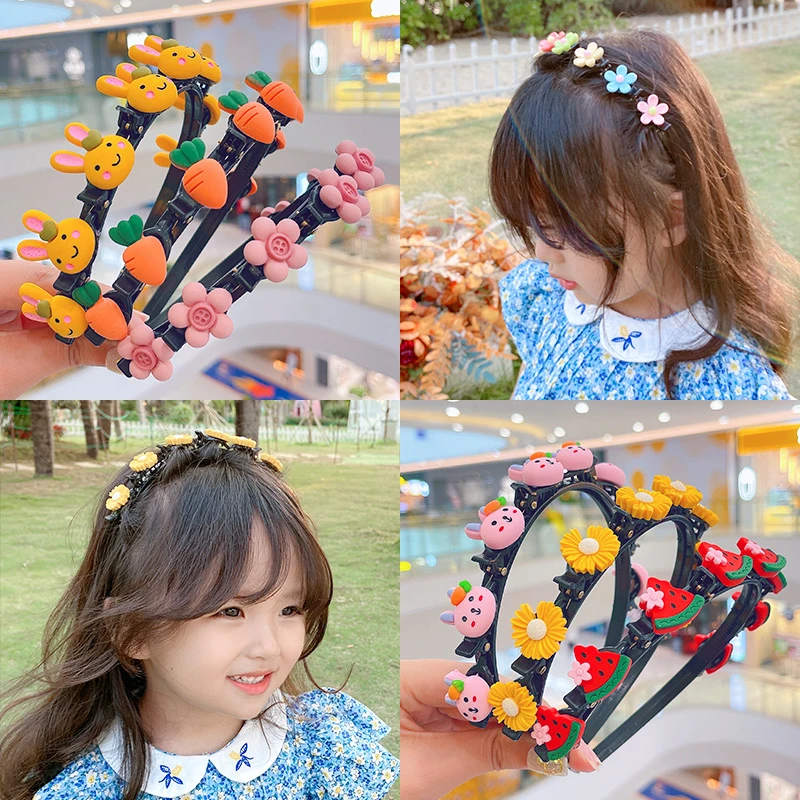 2/3 Pcs/Set Children Cute Acrylic Animal Cartoon Flower Fruit Hairbands Girls Lovely Hair Hoop Headbands Kids Hair Accessories