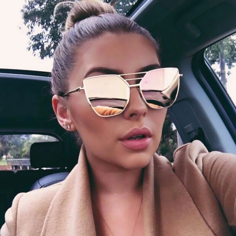 Luxury Square Women Sunglasses Brand Designer Fashion Classic Metal Female Sun Glasses Men Coated Mirror UV400 Oculos De Sol