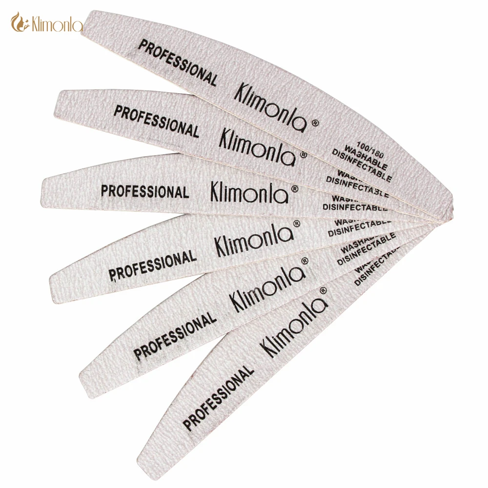 7Pcs/Lot Professional Strong Sanpaper Nail File 100/180 Grit Wooden Half Moon Sanding Board Block Files Manicure Nail Tools