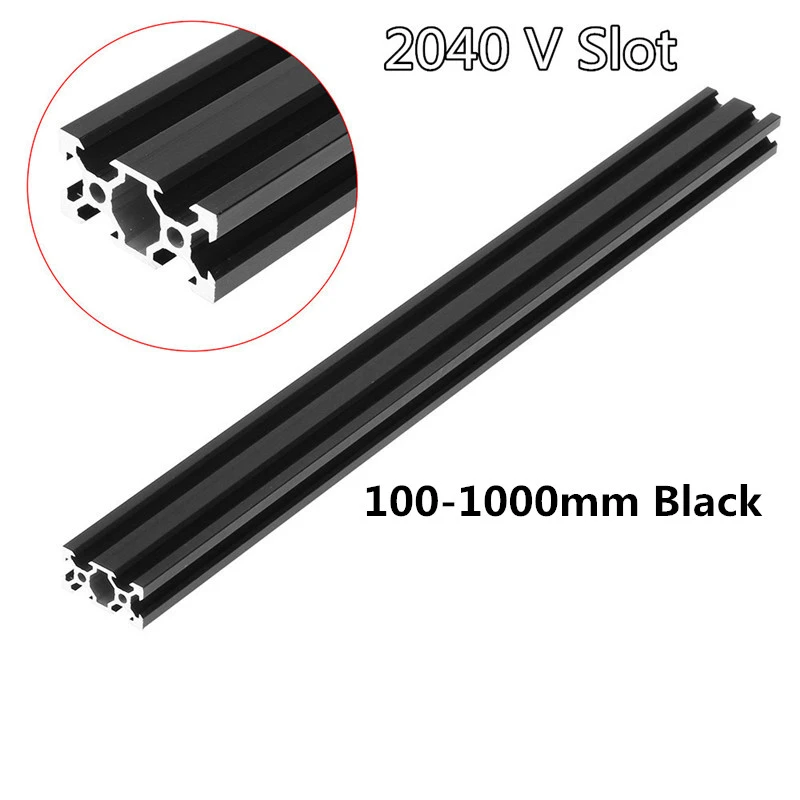 Black 100-1000mm Length  2040 V-Slot Aluminum Profile Extrusion Frame for CNC Laser Engraving Machine 3D Printers Camera Slider