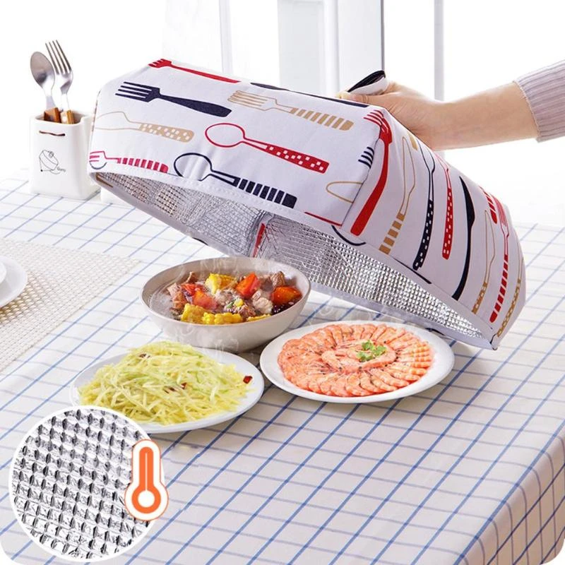 Foldable Food Covers Thermal Food Dust Cover Keeping Warm Dishes Insulation Anti Fly Mosquito Picnic Aluminum Foil Food Cover