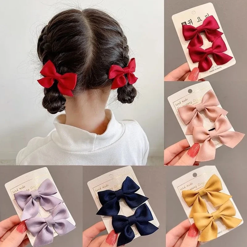 2021 New Bow Headgear Cute Sweet Little Girl Hair Accessories Summer Girls Net Red Clips Baby Hairpins Children Hair Clips Gifts