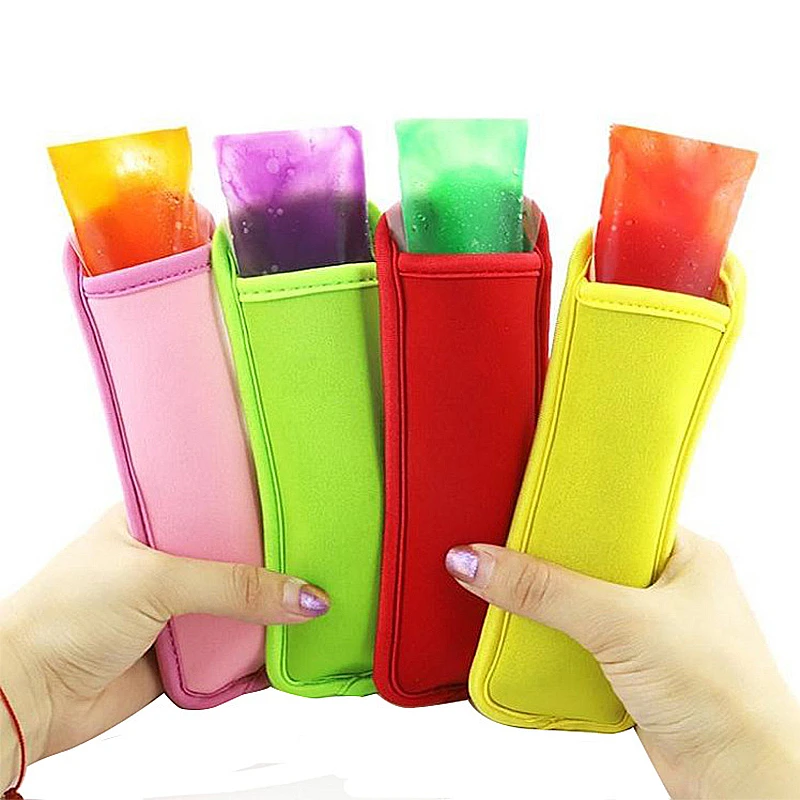 Colorful Popsicle Holder Freezer Icy Pole Ice Sleeve Protector Ice Cream Tray Tools Party Supply For Kids Children Drinking Tool