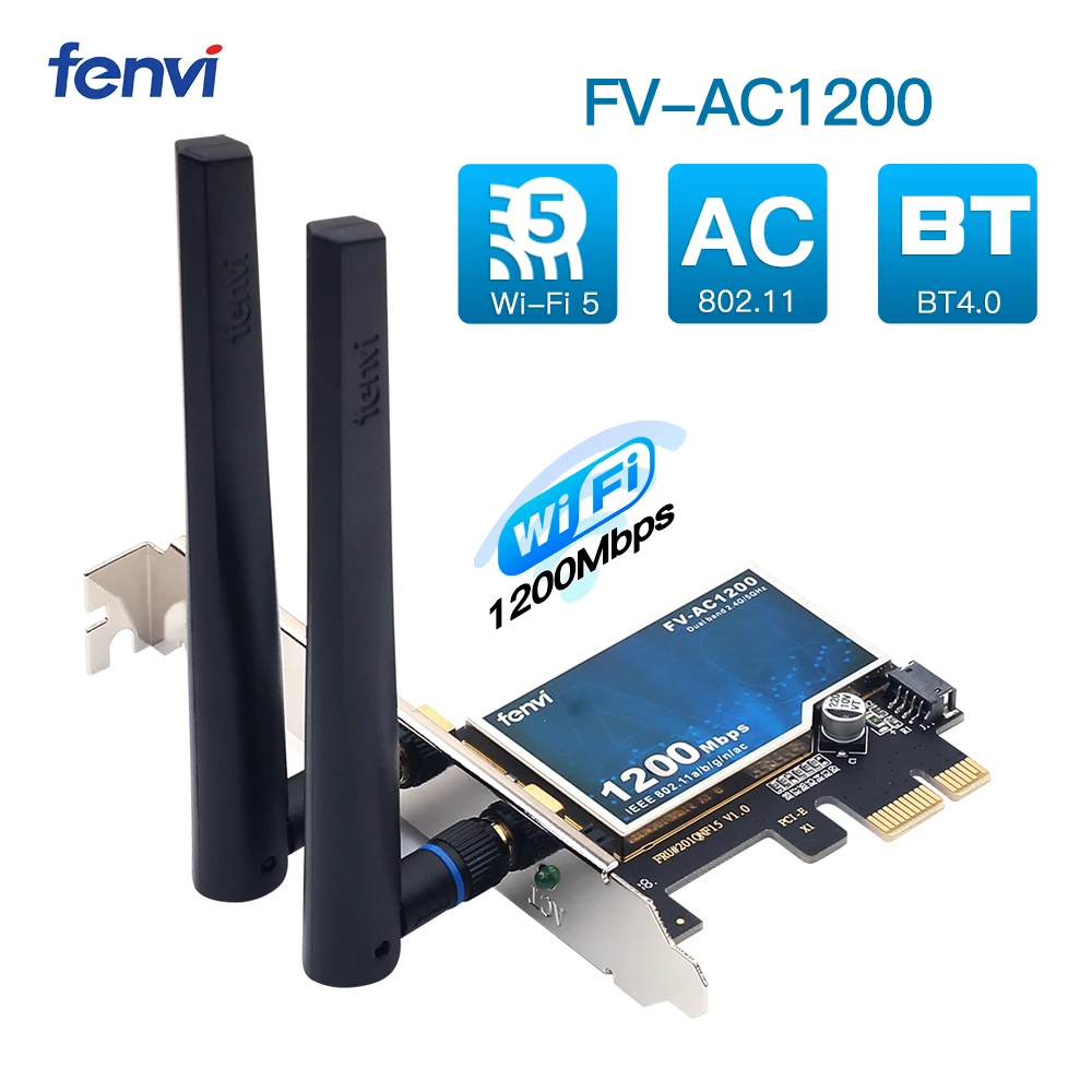 1200Mbps Dual band Wireless WiFi Card Adapter Desktop 802.11ac For Bluetooth 4.0 PCI-E WiFi Adapter 2.4Ghz/5Ghz For Win 7 8 10