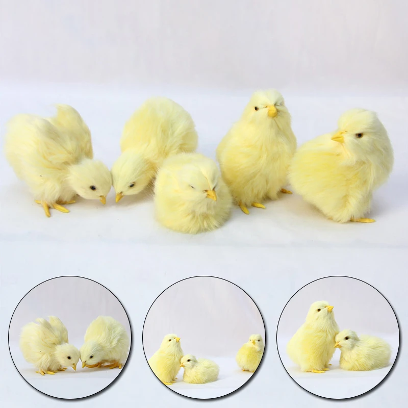 Simulation Chick Plush Toy Realistic Furry Animal Doll Children Cognition Chicken Model Figurine Chicken Easter Gift Kids Toy