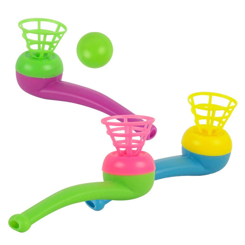 2021 10PCS Children Toys Blow Pipe & Balls Kid  Blowing Toys Gift Plastic Pipe Balls Toy Color Random