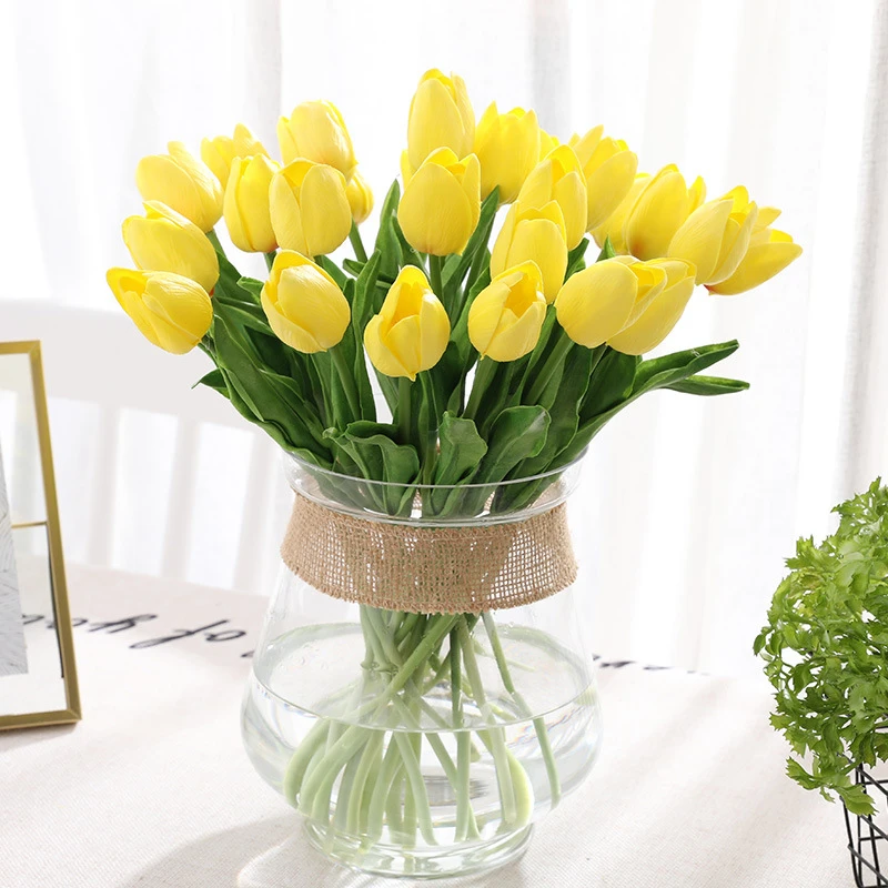 31Pcs/lot Tulips Artificial Flowers PU Calla Fake Flowers Real Touch Flowers for Wedding Decoration Home Party Decoration Favors