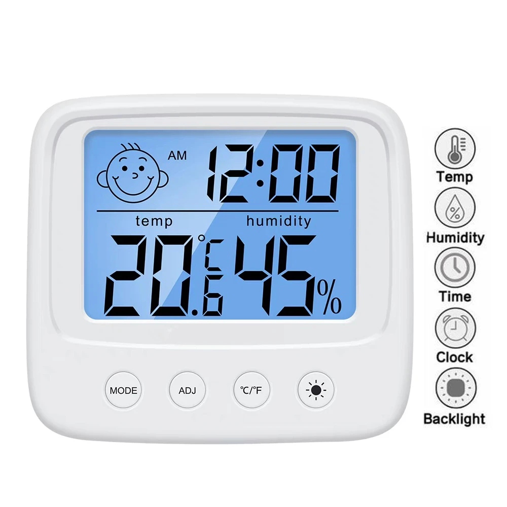 LCD Electronic Digital Temperature Humidity Meter Indoor Outdoor Thermometer Hygrometer Weather Station Clock