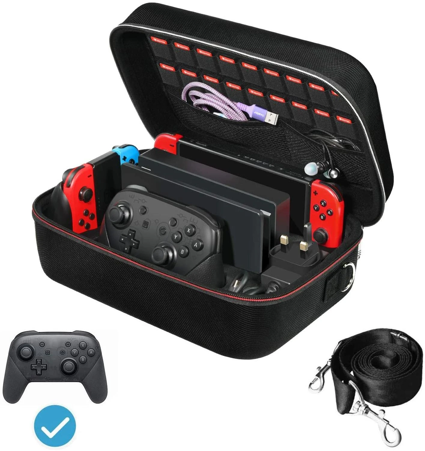 Carrying Storage Case for Nintendo Switch, Portable Travel All Protective Hard Messenger Bag Lining Switch Console Pro Controlle