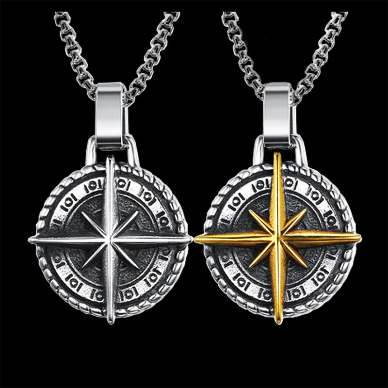 Dropshipping Chain Cool fashion 316 Stainless Steel North Viking Pendant Mens Compass Necklace Boyfriend Gift 246