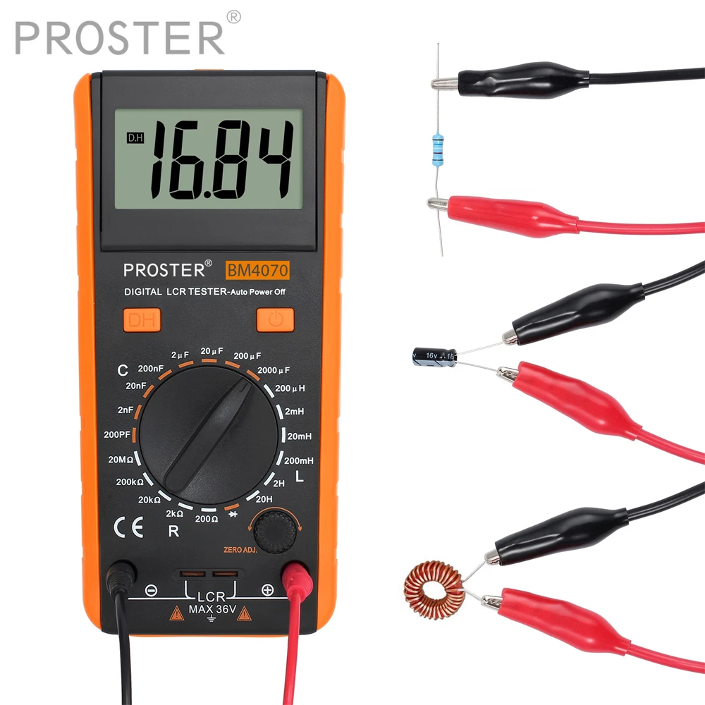 Proster Digital Multimeter LCR Meter Tester Tool Kit DM4070 for Inductance Capacitance Resistance LCD Display Measuring Meter