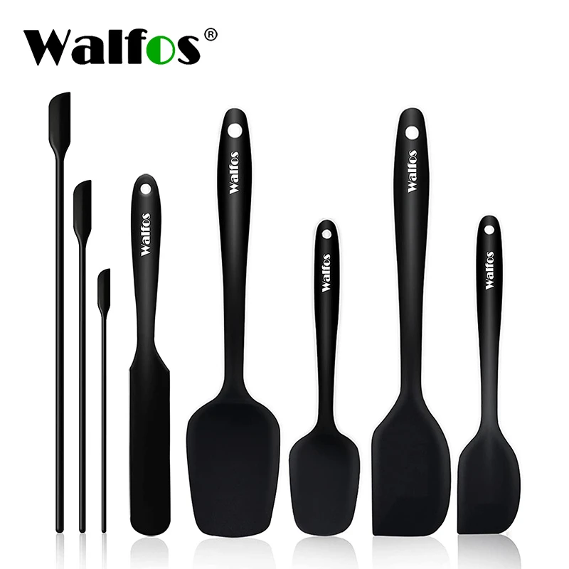 WALFOS Food Grade Non Stick Butter Cooking Silicone Spatula Set Heat Resistant Kitchen Silicone Scraper Spatulas & Mini Spatulas