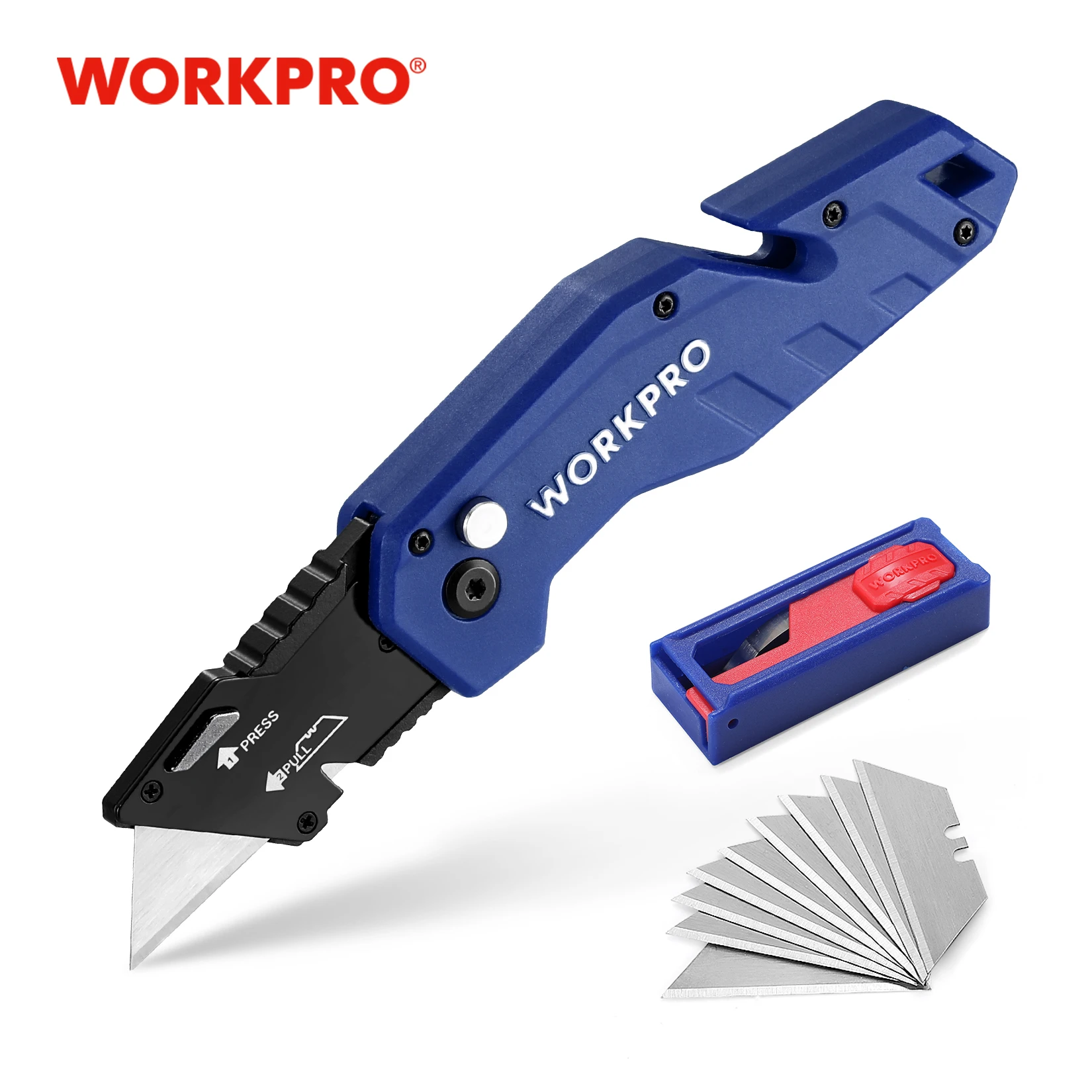 WORKPRO New Folding Knife Security Knives Utility Knife Aluminum Handle Pipe Cutter