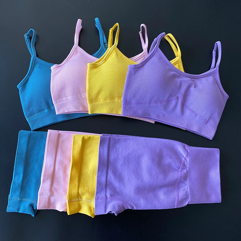 Summer 2 Piece Set Women Gym Clothes Sports Bra+Shorts Set Women's Tracksuit 2 Piece Set Fitness Clothing Workout Clothes Solid