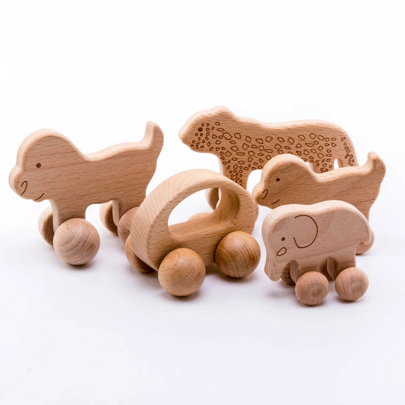 1pc Organic Beech Wooden Car For Babies BPA Free Montessori Toys Wooden Rattle Brain Game Toys Handmade Crafts Gift Child Block