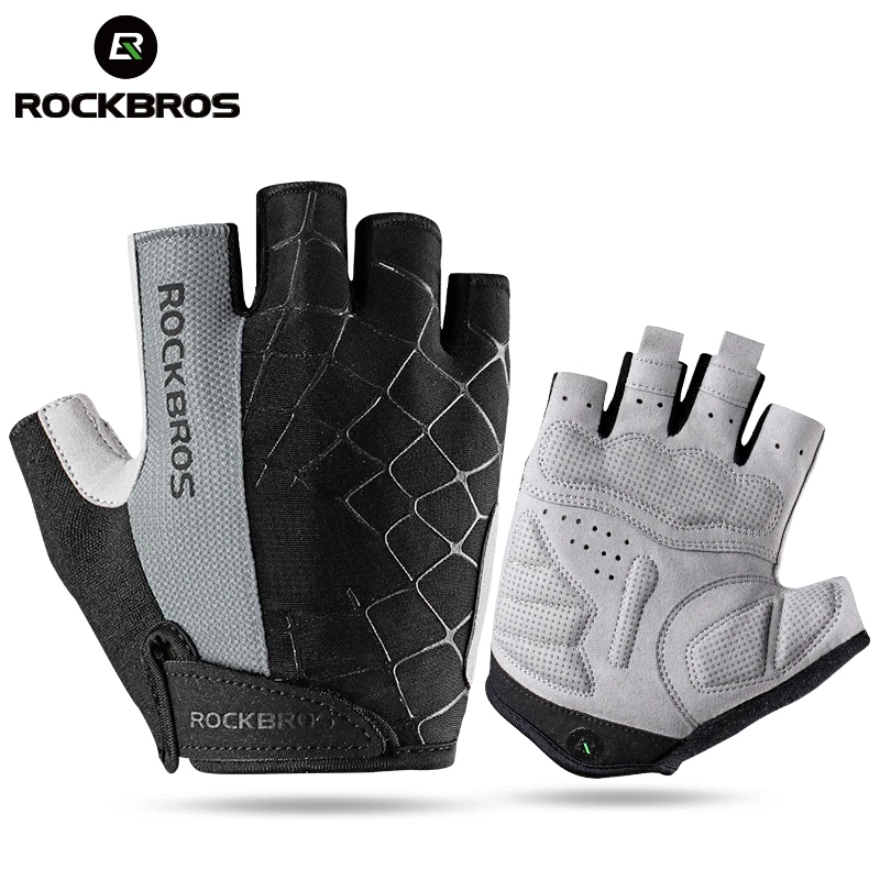 ROCKBROS Cycling Anti-slip Anti-sweat Men Women Half Finger Gloves Breathable Anti-shock Sports Gloves MTB Bike Bicycle Glove