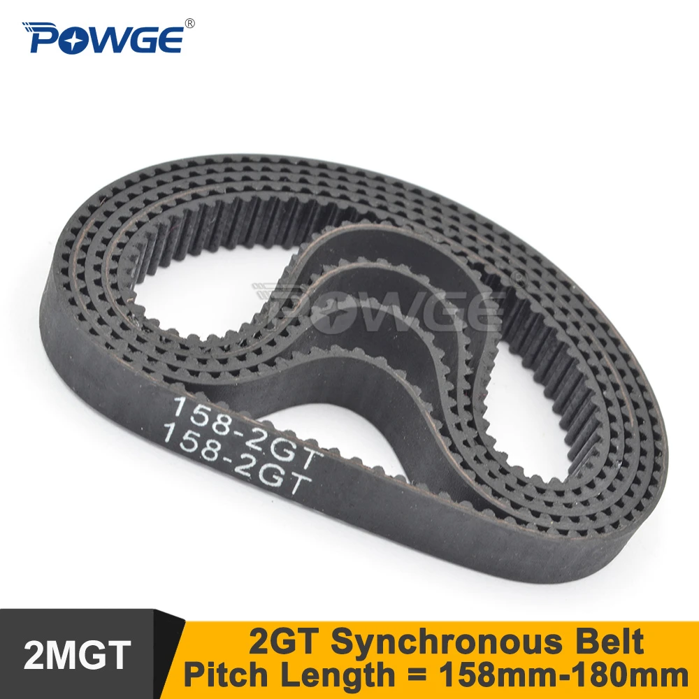 POWGE 158/160/166/170/172/176/180 GT2 Timing Belt W=6/9mm 2GT Closed-Loop Synchronous Belt 158-2GT 172-2GT 180-2GT