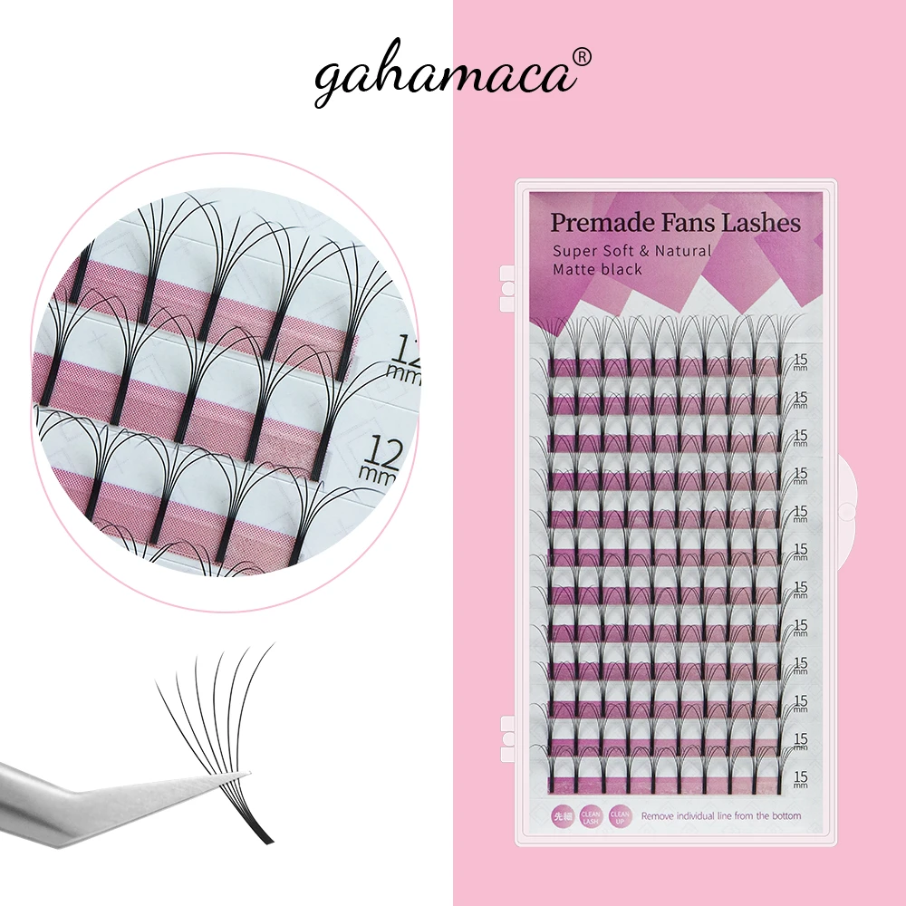 GAHAMACA 2d3d4d5d6d Premade Russian Volume Fans Eyelashes Long Stem Lash Pre made Eyelash Extensions Faux Mink Supplies